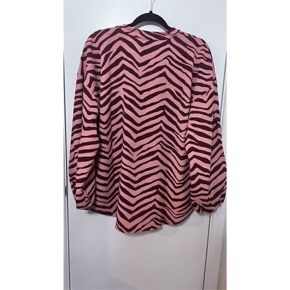 ALFANI CORAL TIDES CHEVERON ZEBRA LONG SLEEVE BLOUSE SZ L P1-28 NEW - Picture 7 of 10